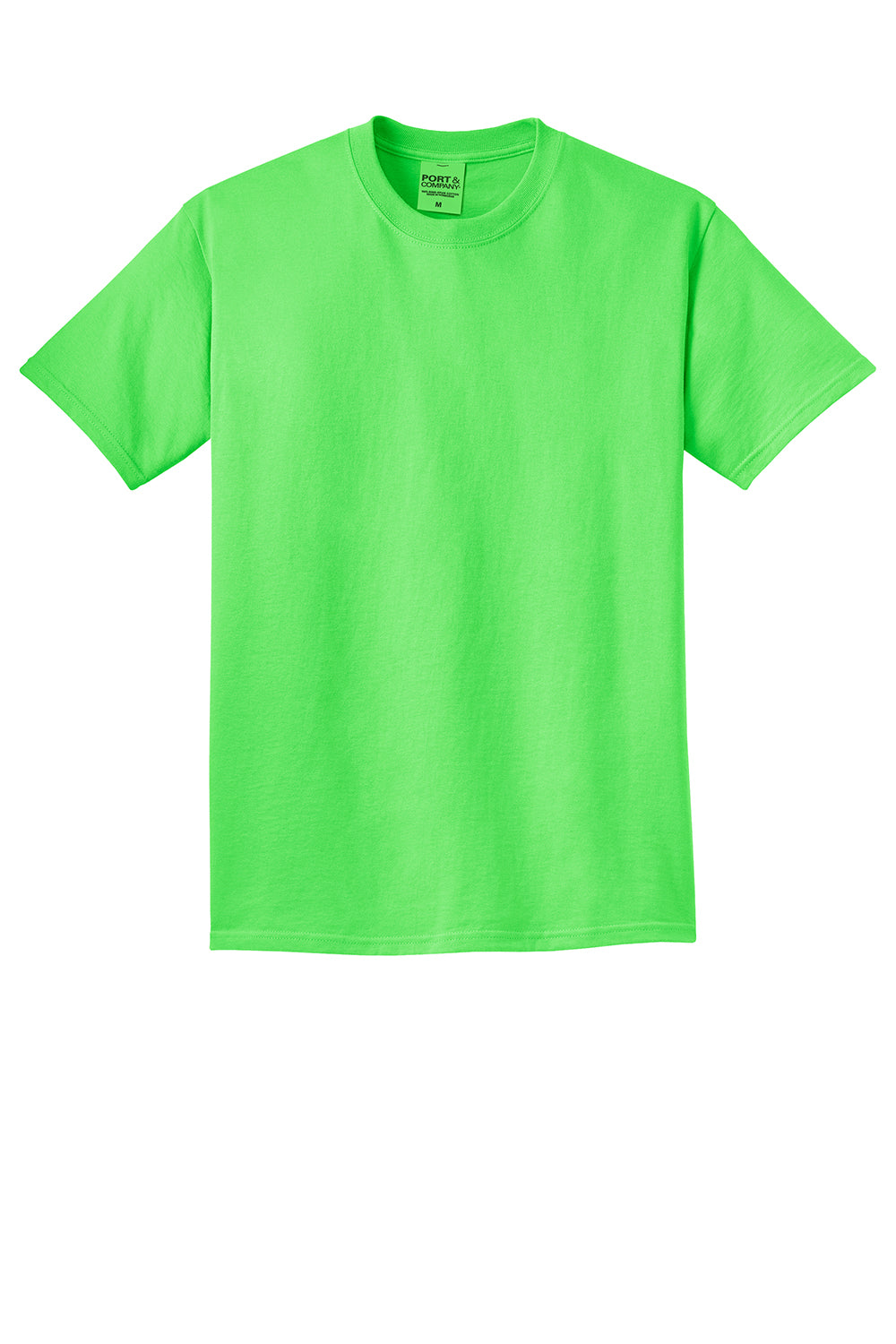 Port & Company PC099 Mens Beach Wash Short Sleeve Crewneck T-Shirt Neon Green Flat Front