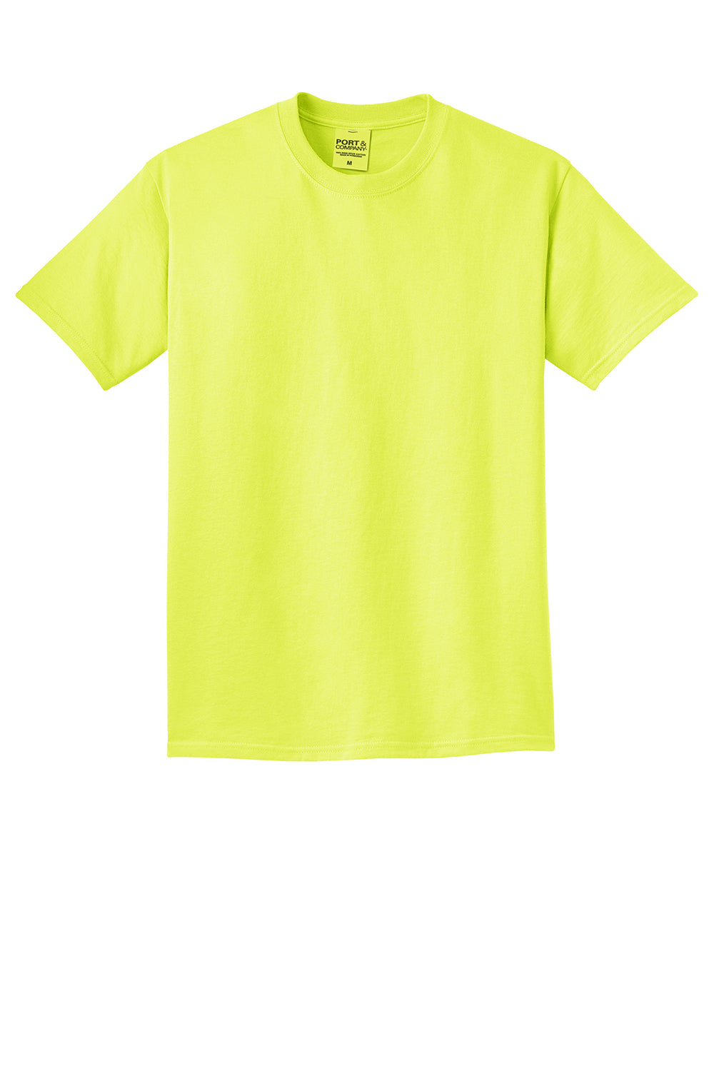 Port & Company PC099 Mens Beach Wash Short Sleeve Crewneck T-Shirt Neon Yellow Flat Front