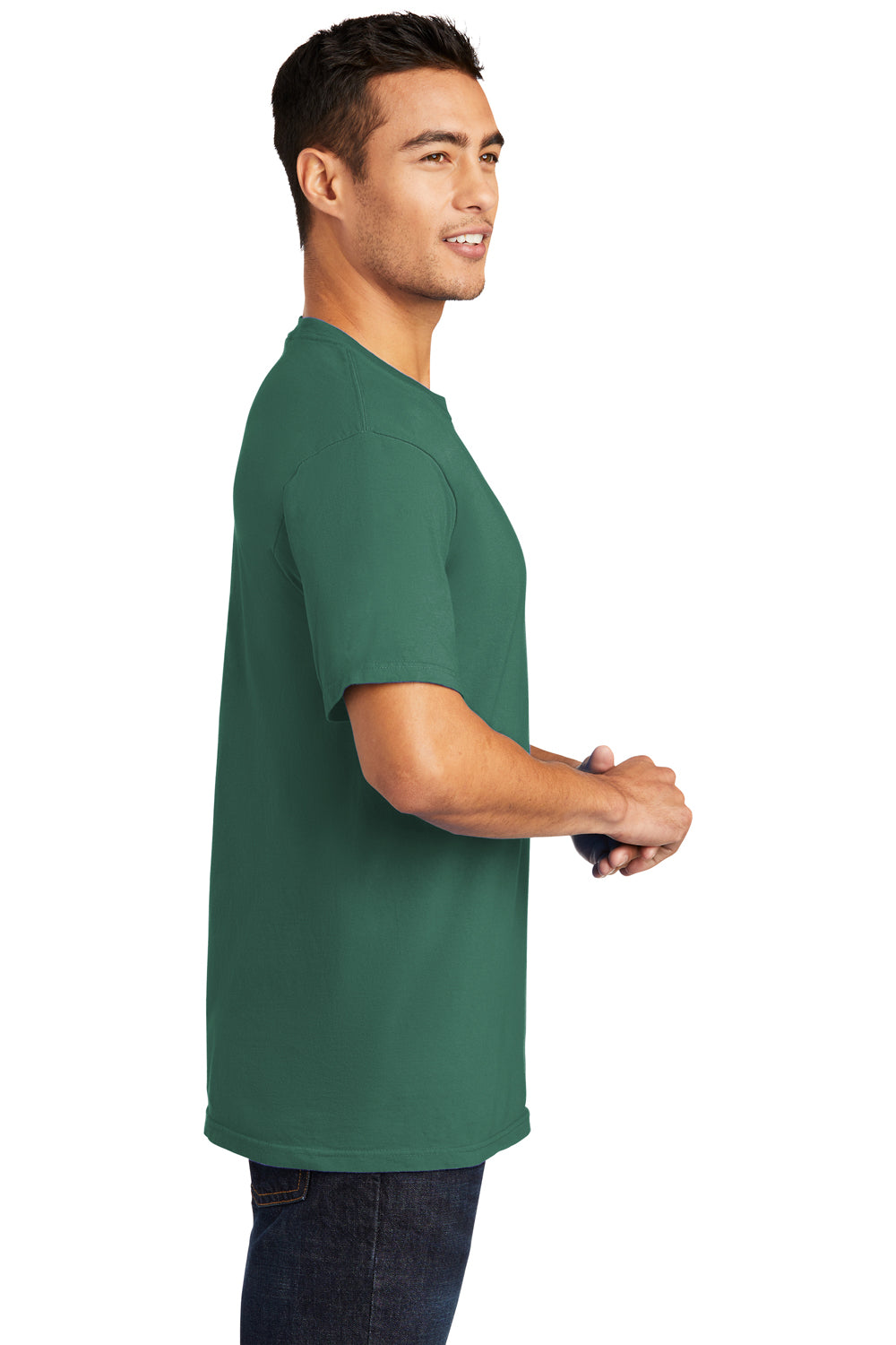 Port & Company PC099 Mens Beach Wash Short Sleeve Crewneck T-Shirt Nordic Green Model Side