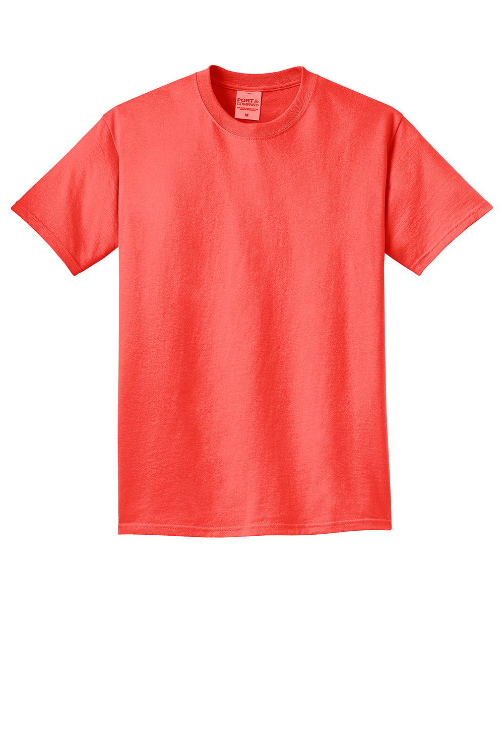 Port & Company PC099 Mens Beach Wash Short Sleeve Crewneck T-Shirt Poppy Red Flat Front