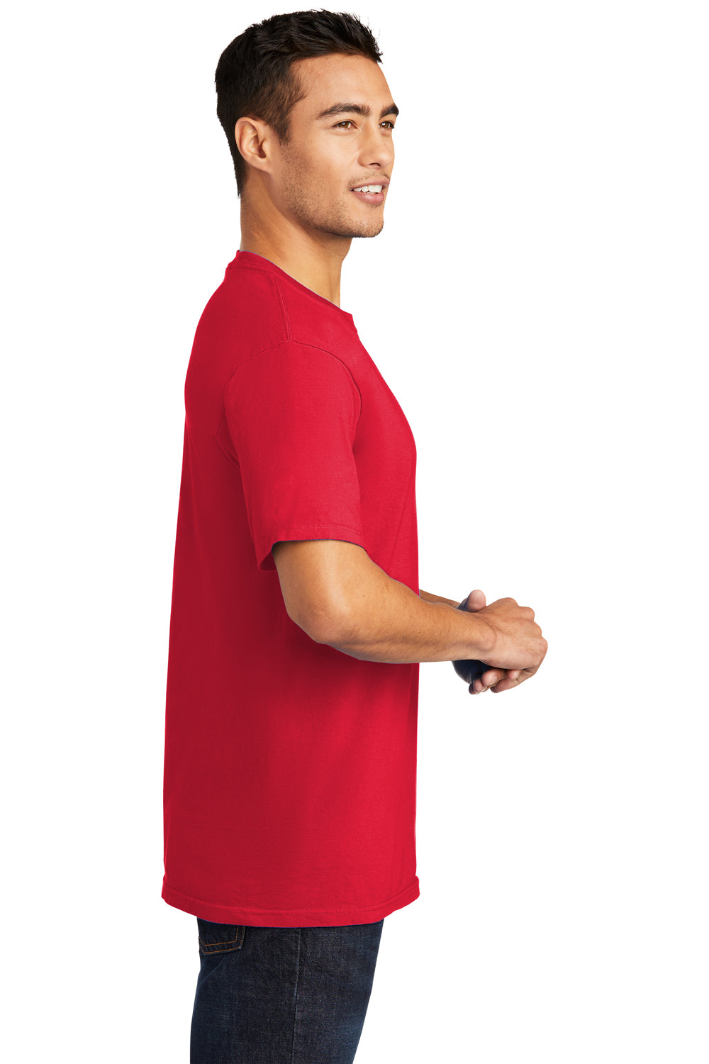 Port & Company PC099 Mens Beach Wash Short Sleeve Crewneck T-Shirt Red Model Side