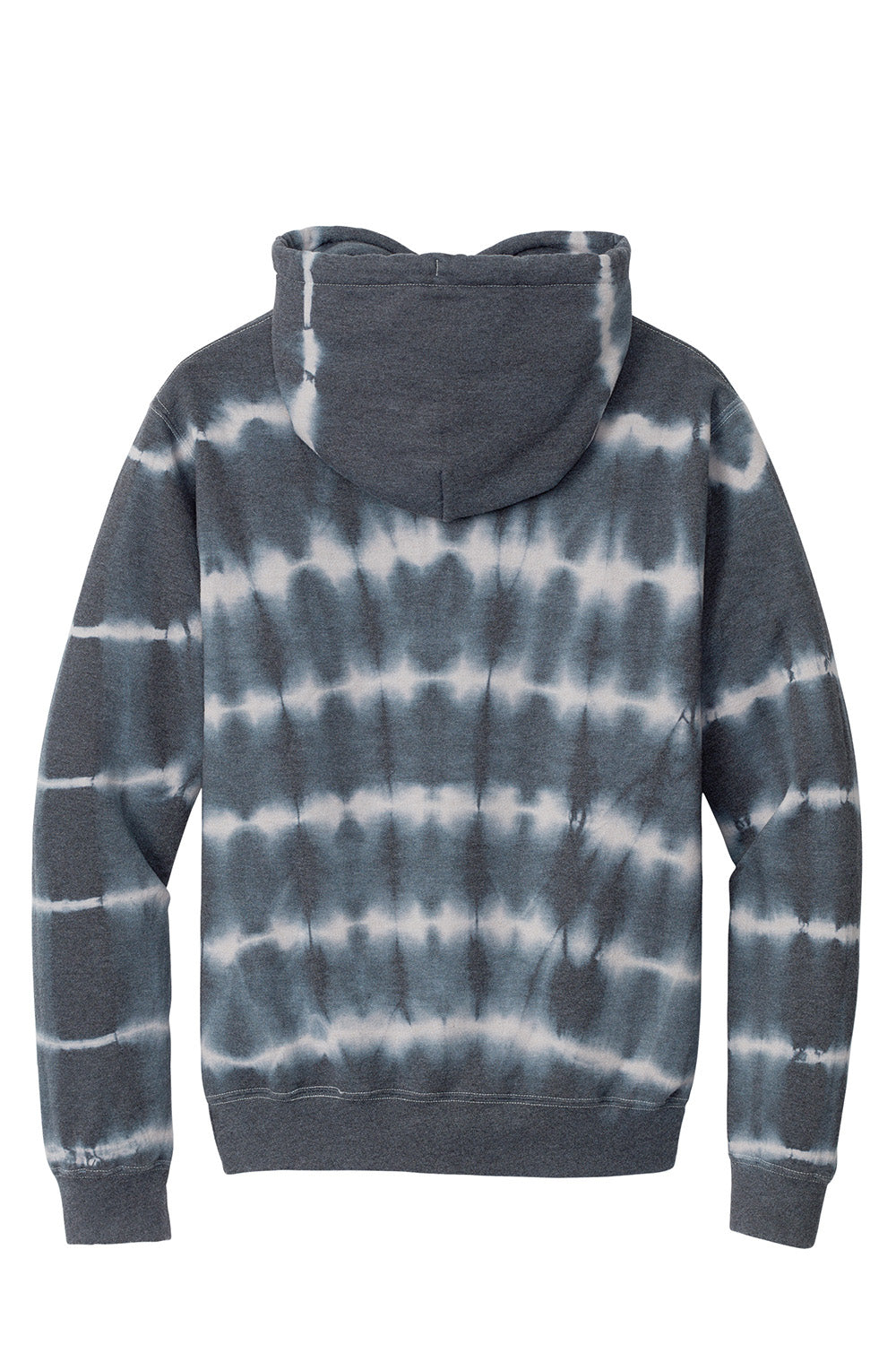 Port & Company PC143 Mens Allover Stripe Tie-Dye Fleece Hooded Sweatshirt Hoodie Graphite Grey/Light Grey Flat Back