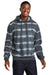 Port & Company PC143 Mens Allover Stripe Tie-Dye Fleece Hooded Sweatshirt Hoodie Graphite Grey/Light Grey Model Front