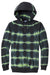 Port & Company PC143 Mens Allover Stripe Tie-Dye Fleece Hooded Sweatshirt Hoodie Green Tea/Black Flat Front