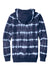 Port & Company PC143 Mens Allover Stripe Tie-Dye Fleece Hooded Sweatshirt Hoodie True Navy Blue/White Flat Back