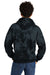 Port & Company PC144 Mens Crystal Tie-Dye Hooded Sweatshirt Hoodie Black Model Back