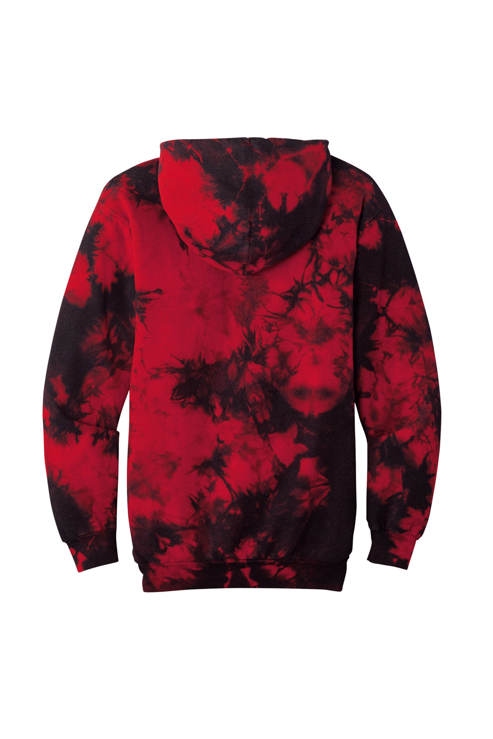 Port & Company PC144 Mens Crystal Tie-Dye Hooded Sweatshirt Hoodie Black/Red Flat Back