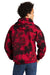 Port & Company PC144 Mens Crystal Tie-Dye Hooded Sweatshirt Hoodie Black/Red Model Back