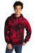 Port & Company PC144 Mens Crystal Tie-Dye Hooded Sweatshirt Hoodie Black/Red Model Front