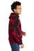 Port & Company PC144 Mens Crystal Tie-Dye Hooded Sweatshirt Hoodie Black/Red Model Side