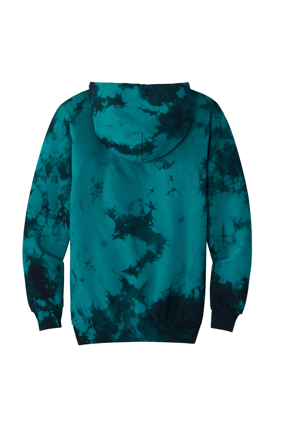 Port & Company PC144 Mens Crystal Tie-Dye Hooded Sweatshirt Hoodie Black/Teal Flat Back