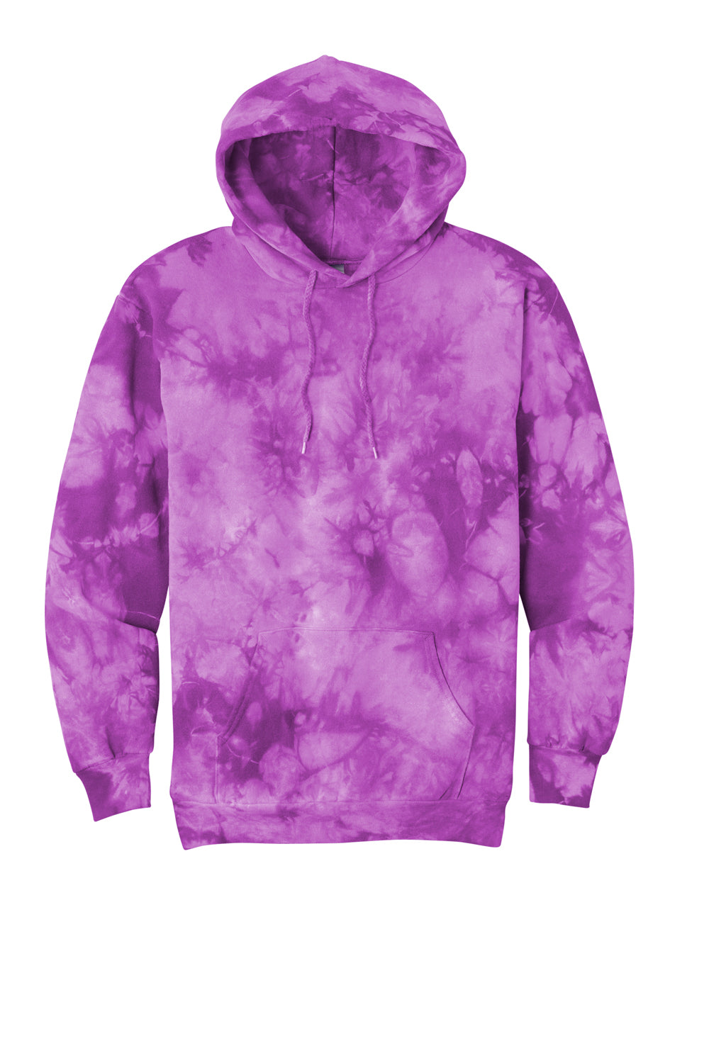 Port & Company PC144 Mens Crystal Tie-Dye Hooded Sweatshirt Hoodie Purple Flat Front