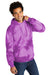 Port & Company PC144 Mens Crystal Tie-Dye Hooded Sweatshirt Hoodie Purple Model 3q