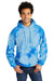 Port & Company PC144 Mens Crystal Tie-Dye Hooded Sweatshirt Hoodie Sky Blue Model Front