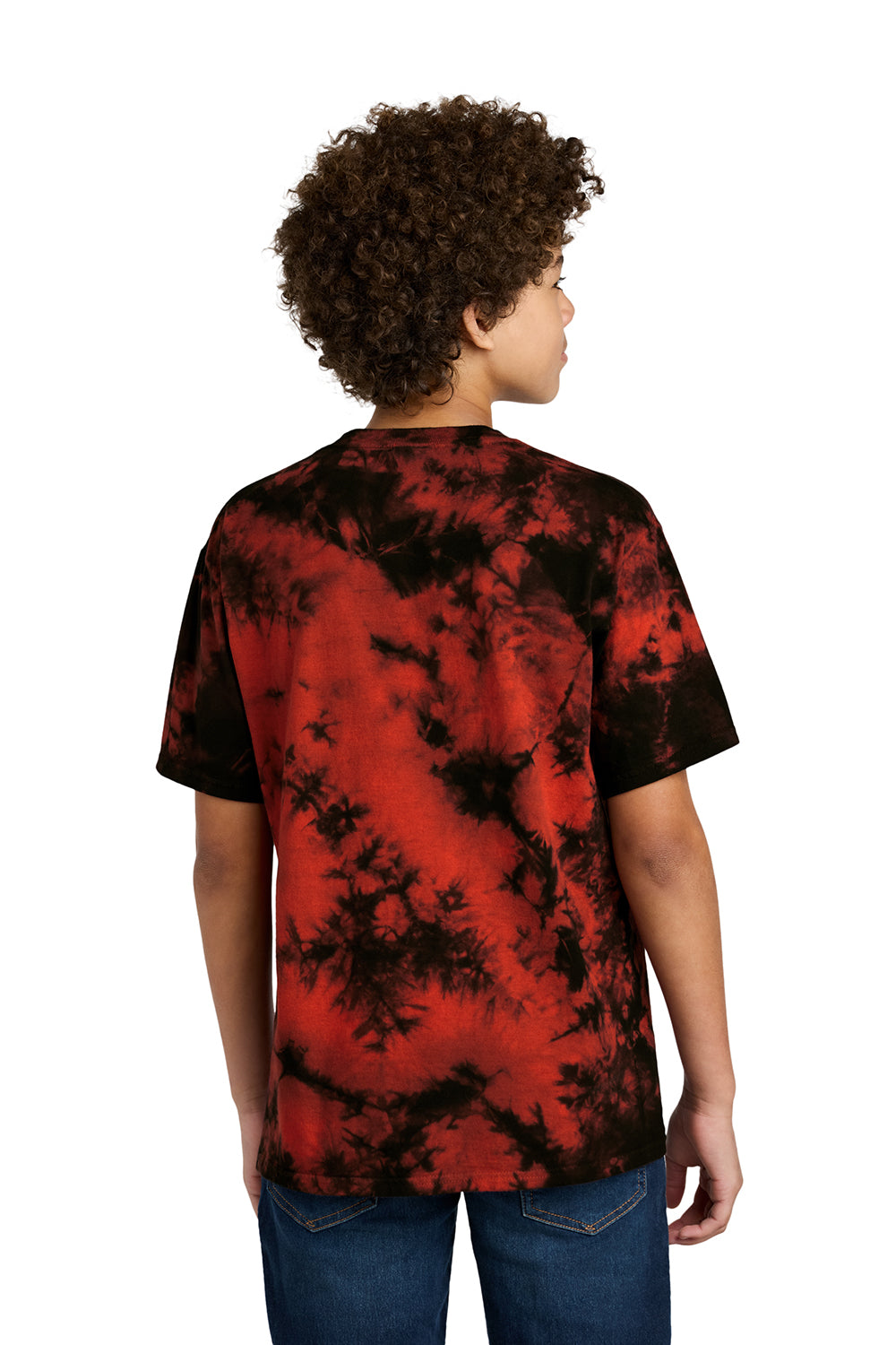 Port & Company PC145Y Youth Crystal Tie-Dye Short Sleeve Crewneck T-Shirt Black/Red Model Back