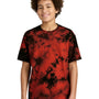 Port & Company Youth Crystal Tie-Dye Short Sleeve Crewneck T-Shirt - Black/Red