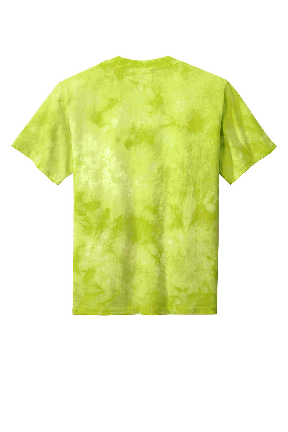 Port & Company PC145Y Youth Crystal Tie-Dye Short Sleeve Crewneck T-Shirt Lemon Lime Flat Back