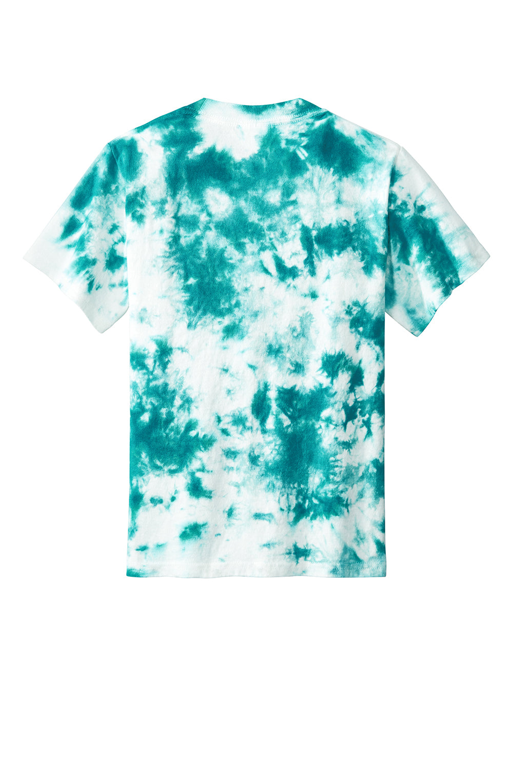 Port & Company PC145Y Youth Crystal Tie-Dye Short Sleeve Crewneck T-Shirt Teal Blue Flat Back