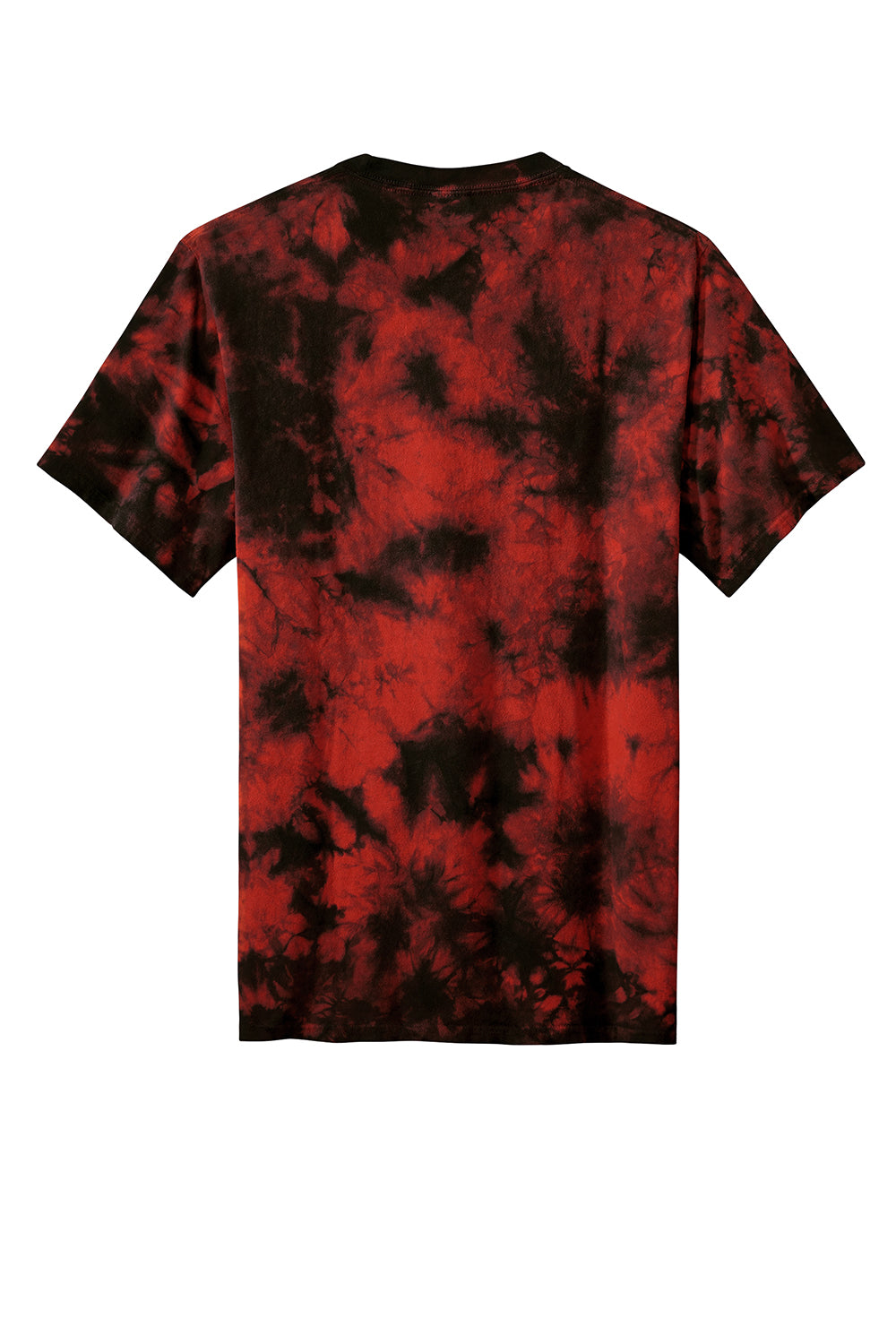 Port & Company PC145 Mens Crystal Tie-Dye Short Sleeve Crewneck T-Shirt Black/Red Flat Back