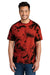 Port & Company PC145 Mens Crystal Tie-Dye Short Sleeve Crewneck T-Shirt Black/Red Model Front