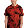 Port & Company Mens Crystal Tie-Dye Short Sleeve Crewneck T-Shirt - Black/Red