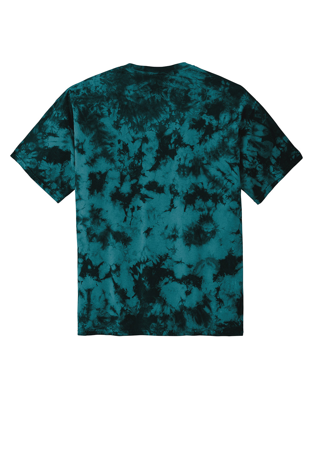 Port & Company PC145 Mens Crystal Tie-Dye Short Sleeve Crewneck T-Shirt Black/Teal Flat Back