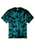 Port & Company PC145 Mens Crystal Tie-Dye Short Sleeve Crewneck T-Shirt Black/Teal Flat Front