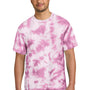 Port & Company Mens Crystal Tie-Dye Short Sleeve Crewneck T-Shirt - Bright Pink - NEW