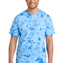 Port & Company Mens Crystal Tie-Dye Short Sleeve Crewneck T-Shirt - Sky Blue