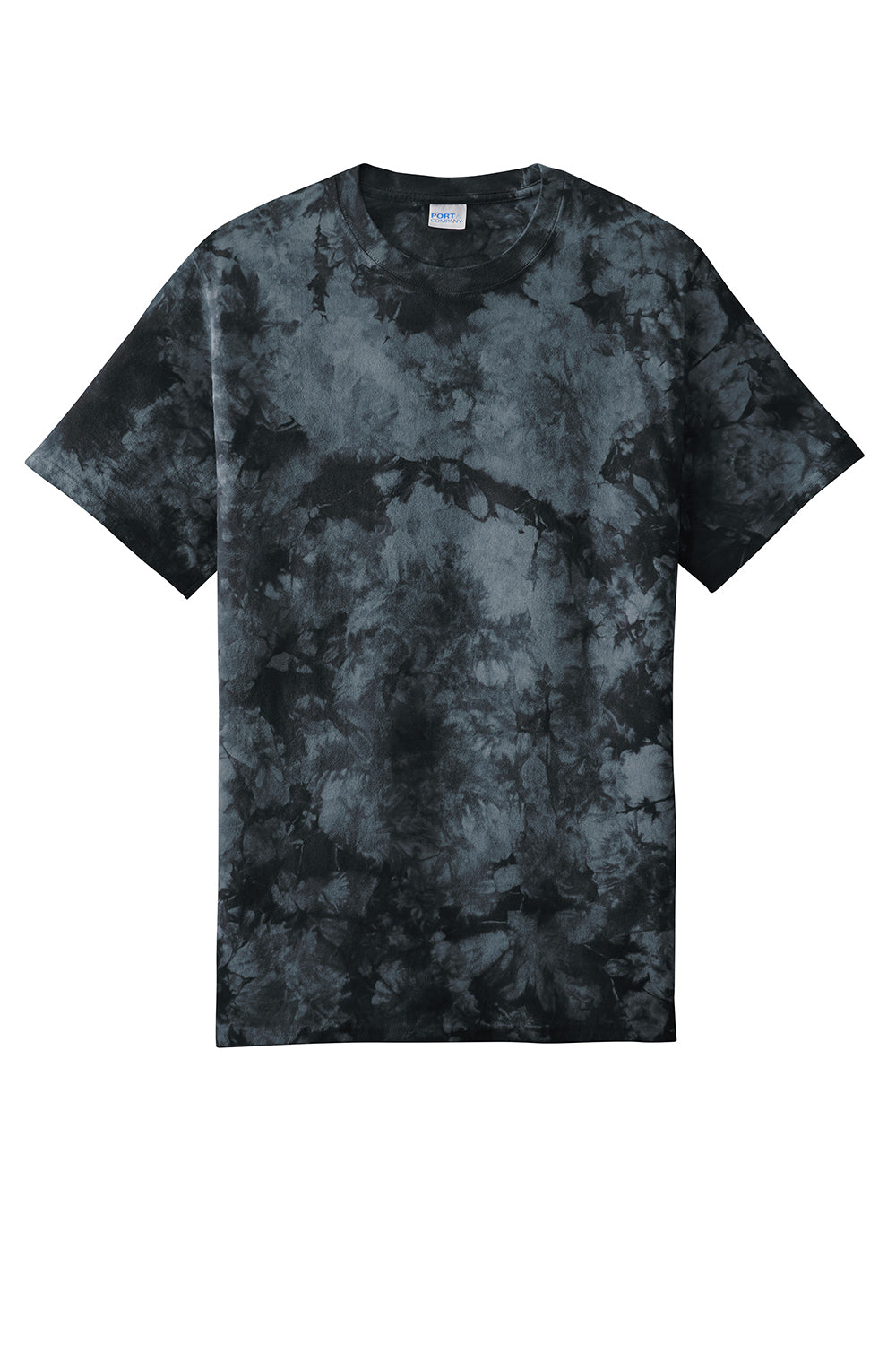 Port & Company PC145 Mens Crystal Tie-Dye Short Sleeve Crewneck T-Shirt Black Flat Front