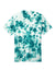 Port & Company PC145 Mens Crystal Tie-Dye Short Sleeve Crewneck T-Shirt Teal Blue Flat Front