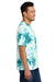 Port & Company PC145 Mens Crystal Tie-Dye Short Sleeve Crewneck T-Shirt Teal Blue Model Side