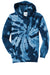 Port & Company PC146Y Youth Tie-Dye Fleece Hooded Sweatshirt Hoodie Navy Blue Flat Front