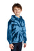 Port & Company PC146Y Youth Tie-Dye Fleece Hooded Sweatshirt Hoodie Navy Blue Model 3q