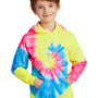 Port & Company Youth Tie-Dye Fleece Hooded Sweatshirt Hoodie - Neon Rainbow