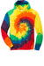 Port & Company PC146Y Youth Tie-Dye Fleece Hooded Sweatshirt Hoodie Rainbow Flat Front