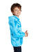 Port & Company PC146Y Youth Tie-Dye Fleece Hooded Sweatshirt Hoodie Turquoise Blue Model Side