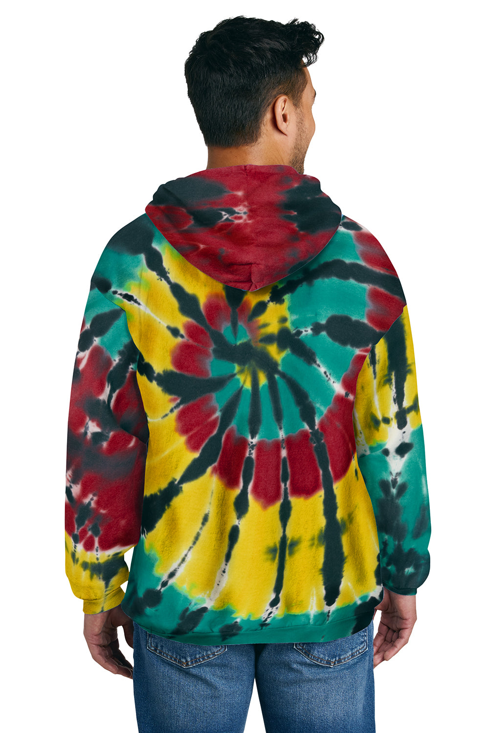 Port & Company PC146 Mens Tie-Dye Fleece Hooded Sweatshirt Hoodie Island Model Back