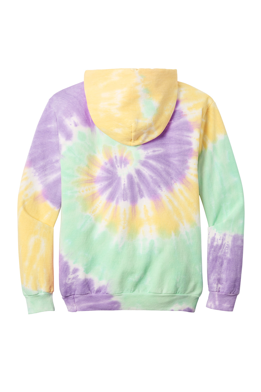 Port & Company PC146 Mens Tie-Dye Fleece Hooded Sweatshirt Hoodie Mint Rainbow Flat Back