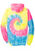 Port & Company PC146 Mens Tie-Dye Fleece Hooded Sweatshirt Hoodie Neon Rainbow Flat Back