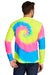 Port & Company PC147LS Mens Tie-Dye Long Sleeve Crewneck T-Shirt Neon Rainbow Model Back