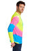 Port & Company PC147LS Mens Tie-Dye Long Sleeve Crewneck T-Shirt Neon Rainbow Model Side