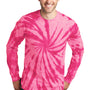 Port & Company Mens Tie-Dye Long Sleeve Crewneck T-Shirt - Pink