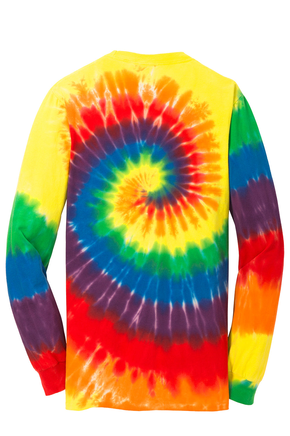 Port & Company PC147LS Mens Tie-Dye Long Sleeve Crewneck T-Shirt Rainbow Flat Back