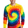 Port & Company Mens Tie-Dye Long Sleeve Crewneck T-Shirt - Rainbow