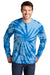 Port & Company PC147LS Mens Tie-Dye Long Sleeve Crewneck T-Shirt Royal Blue Model Front