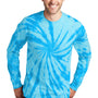 Port & Company Mens Tie-Dye Long Sleeve Crewneck T-Shirt - Turquoise Blue