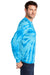 Port & Company PC147LS Mens Tie-Dye Long Sleeve Crewneck T-Shirt Turquoise Blue Model Side