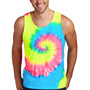 Port & Company Mens Tie-Dye Tank Top - Neon Rainbow