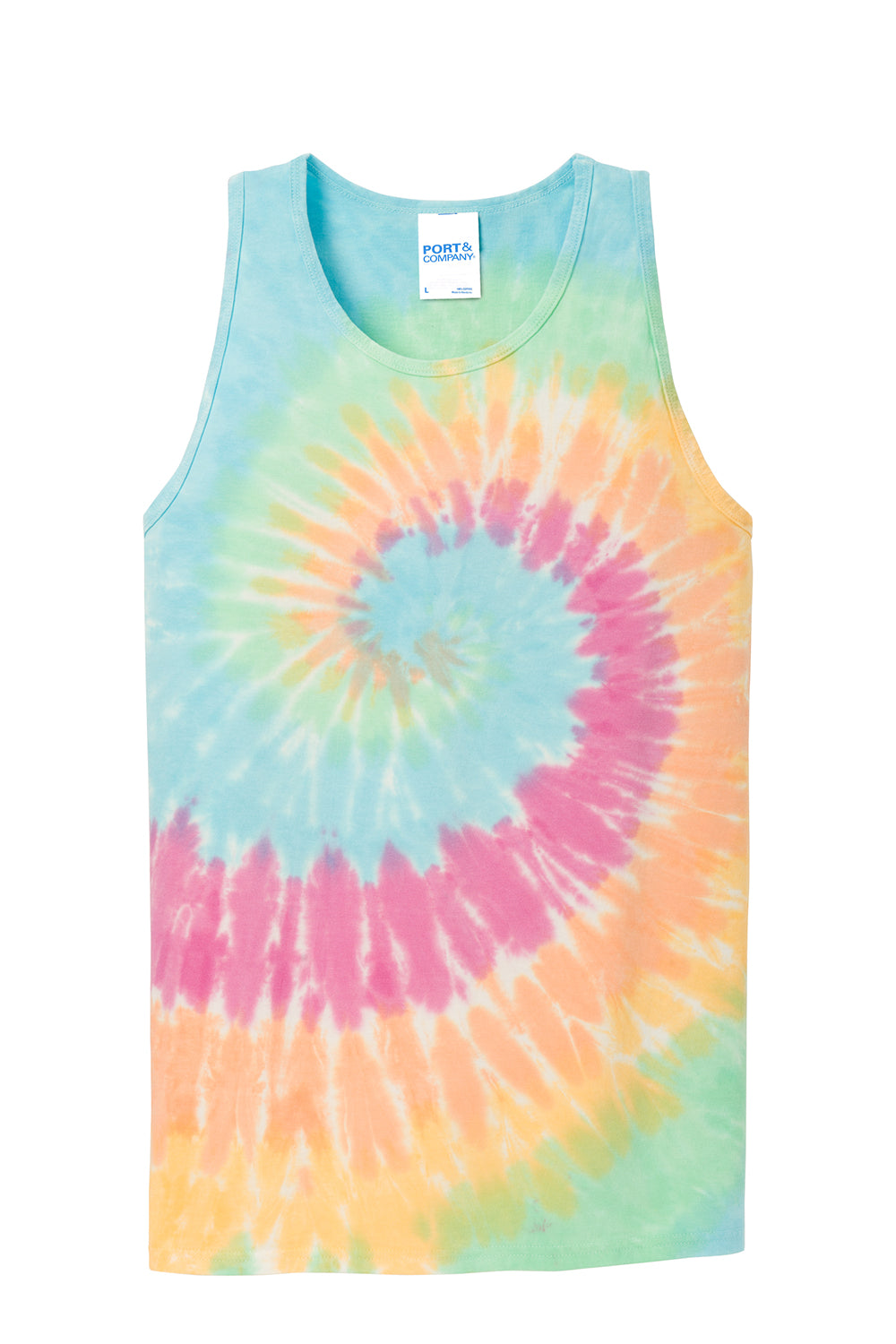 Port & Company PC147TT Mens Tie-Dye Tank Top Pastel Rainbow Flat Front